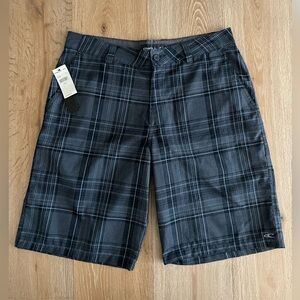 NWT O'Neill Long Preppy Plaid Chino Shorts Size 36 Blue Gray 11" Inseam Y2K